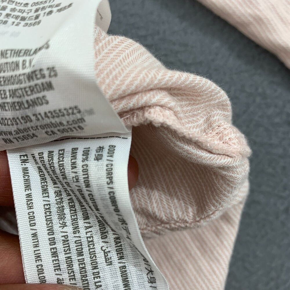 Abercrombie & Fitch Top Button Up Boyfriend Size XL Long Sleeve Pink Soft Cotton - Picture 14 of 16
